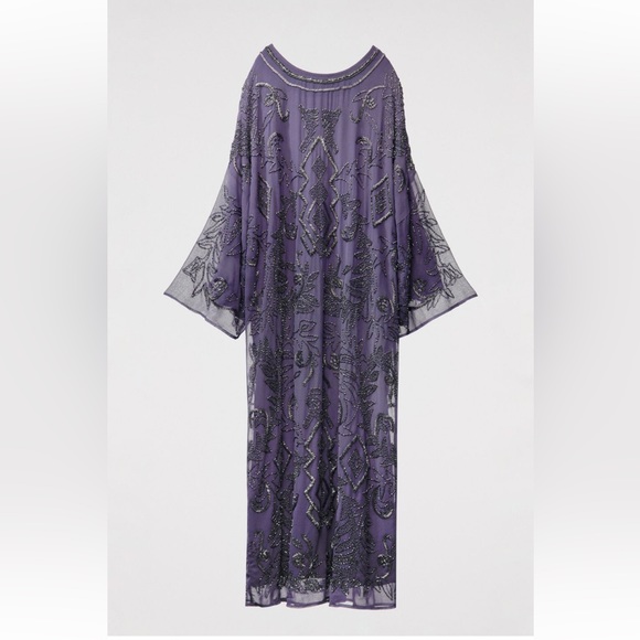 zara beaded tunic dress ZARA NEW BEADED EMBROIDERED LIMITED EDITION TUNIC DRESS PURPLE M - L. 7521/007